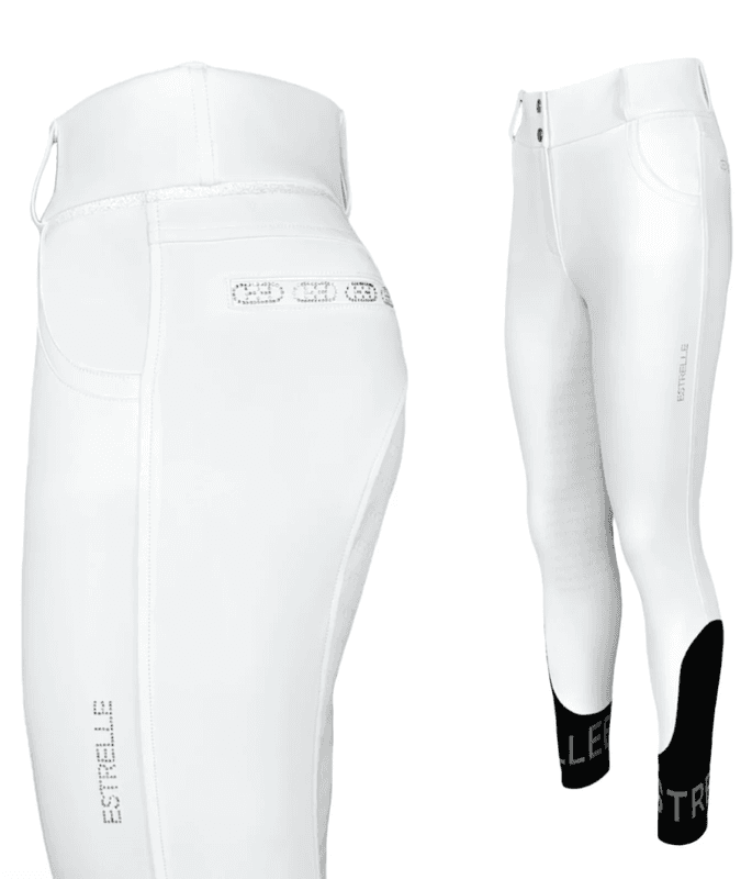 Estrelle Design Crystal Chain Ridebukse F-Grip Hvit